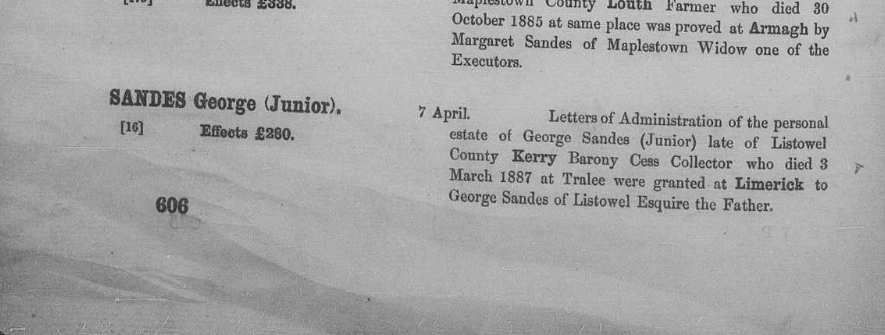 Probate record for George Sandes